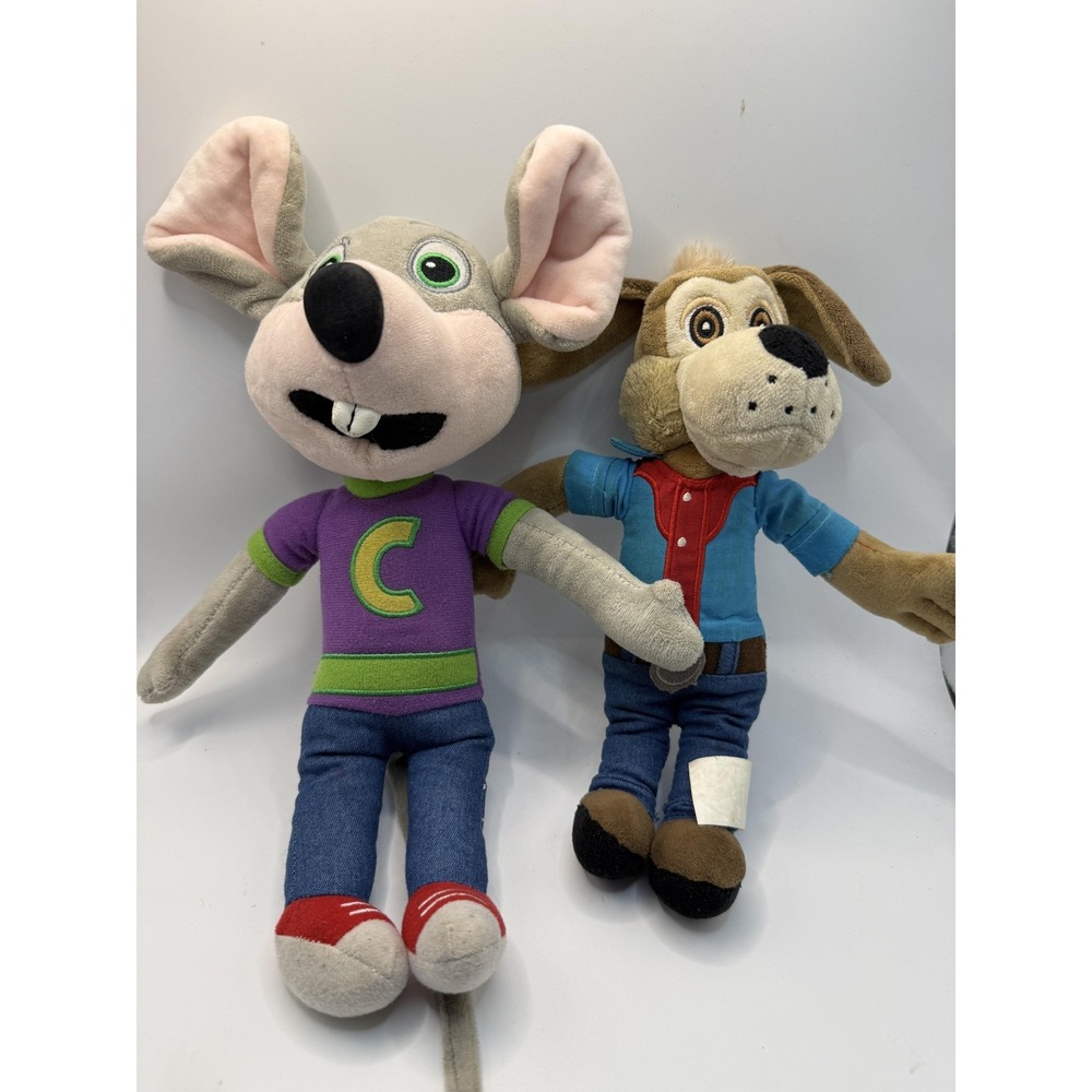 Chuck E Cheese Chuck E & Dog Plush Stuffed Toy Lot Of 2 Medium Multicolor